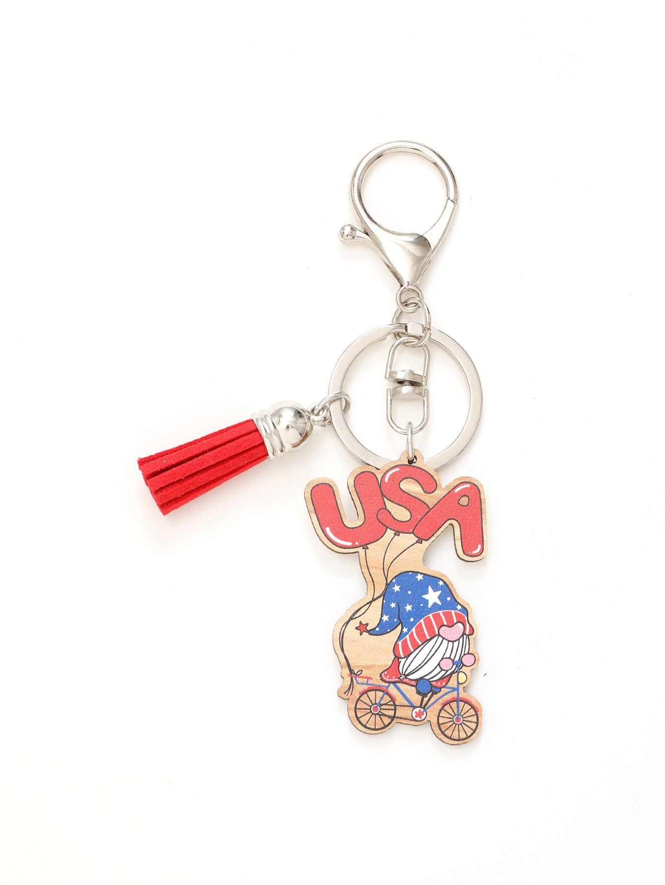 Wholesale Pencil Rainbow American Independence Day Ice Cream Wooden Tassel Keychain